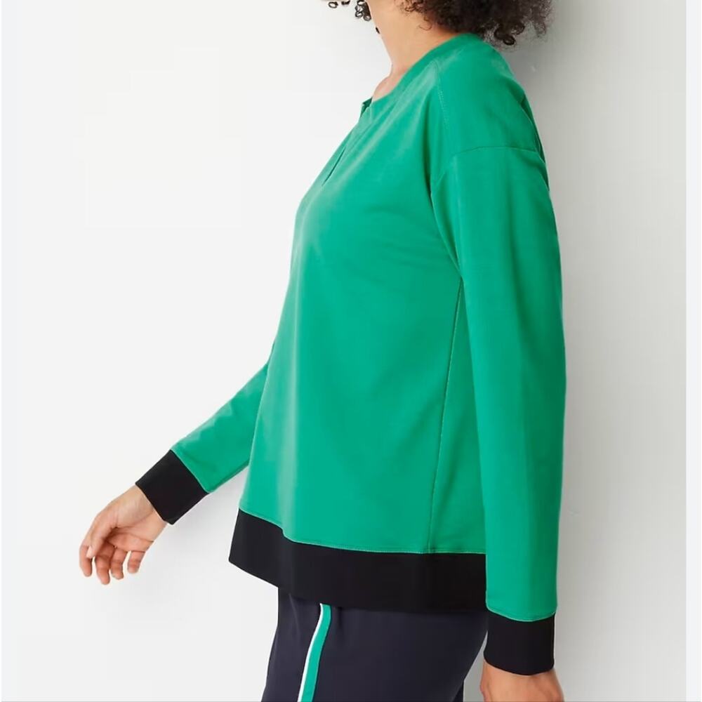 J. Jill Green Sweatshirt with Black Trim